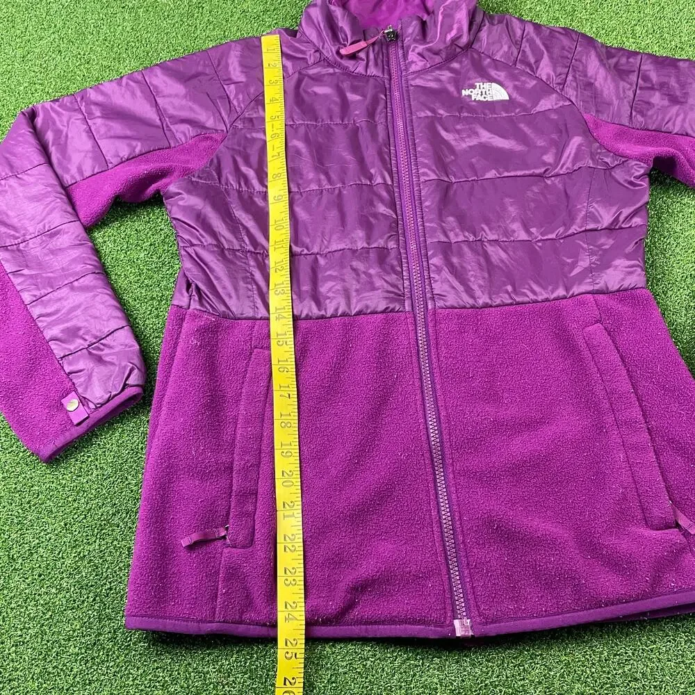 Vintage The North Face Girls Purple Fleece Quilted Full Zip Jacket Sz XL